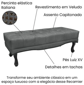 Cabeceira Cama Box Casal 140cm e Recamier Vicenza Veludo Cinza S04 - D'Rossi