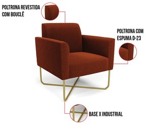 Poltrona Sala Base X Industrial Dourado Marisa Bouclê D03 - D'Rossi - Terra