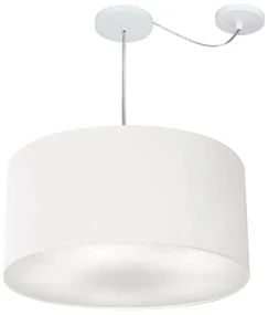 Lustre Pendente Cilíndrico Com Desvio Branco MJ-4264 Para Mesa de Jantar e Estar