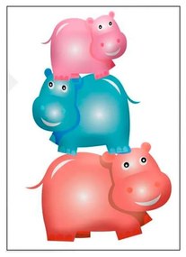 Quadro Para Quarto de Bebê Hipopótamos - KF 48378 40x60 (Moldura 520)