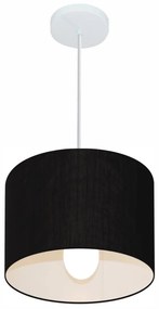 Lustre Pendente Cilíndrico Md-4054 Cúpula em Tecido 30x21cm Preto - Bivolt