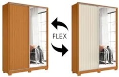 Guarda Roupa Solteiro com Espelho Rizatto Flex A02 Off/Cinamomo - Mpoz