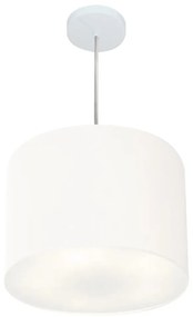 Lustre Pendente Cilíndrico Md-4216 Cúpula em Tecido 40x30cm Branco - Bivolt