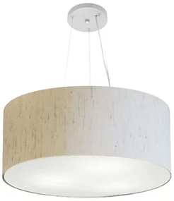 Lustre Pendente Cilíndrico Md-4188 Cúpula em Tecido 50x25cm Linho Bege - Bivolt