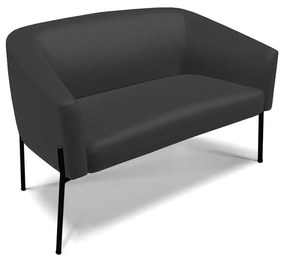 Sofá 2 Lugares Namoradeira Pé de Ferro Preto Stella Sintético D03 - D'Rossi - Preto