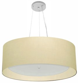 Lustre Pendente Cilíndrico Md-4013 Cúpula em Tecido 60x25cm Algodão Crú - Bivolt