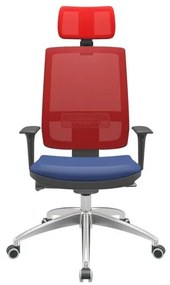 Cadeira Office Brizza Tela Vermelha Com Encosto Assento Vinil Azul Autocompensador 126cm - 63063 Sun House