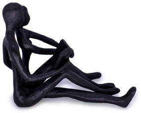 Escultura Decorativa Casal Sentado em Metal Preto 12 cm F04 - D'Rossi
