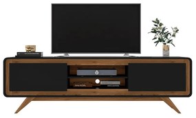 Rack Decorativo 2 Portas Pés de Madeira Maverick Nature/Preto G21 - Gran Belo