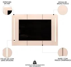 Painel Para TV Suspenso 75 Pol 200cm Com LED Valenza D04 Off White - M