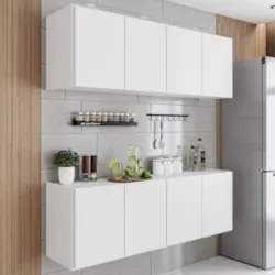 Armário de Cozinha e Balcão Suspenso 118cm Monna Branco Z34 - Mpozenat