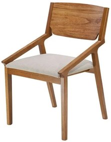 Cadeira Gaya Sem Braço Assento Linho cor Rustico com Estrutura Cinamomo Natural - 71034 Sun House