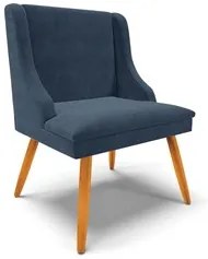 Kit 8 Cadeiras Estofadas para Sala de Jantar Pés Palito Lia Suede Azul