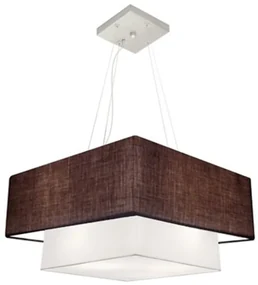 Lustre Pendente Quadrado Café e Branco MJ-4347 Para Mesa de Jantar e Estar