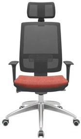 Cadeira Office Brizza Tela Preta Com Encosto Assento Concept Rosé Autocompensador 126cm - 62990 Sun House