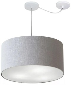 Lustre Pendente Cilíndrico Com Desvio Rustico Cinza MJ-4236 Para Mesa de Jantar e Estar