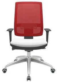 Cadeira Office Brizza Tela Vermelha Assento Aero Branco Autocompensador Base Aluminio 120cm - 63763 Sun House
