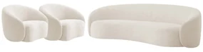 Kit Sofá 3 Lugares 180cm e 2 Poltronas Orgânica Luxo Recepção Amore Linho - ADJ Decor