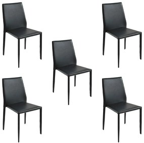 Kit 5 Cadeiras Decorativas Sala e Cozinha Karma PVC Preta G56 - Gran Belo