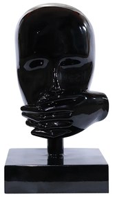 Escultura Decorativa Mascara Rosto Silêncio Preto G07 - Gran Belo