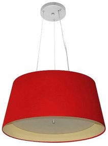 Lustre Pendente Cone Md-4144 Cúpula em Tecido 25x50x40cm Vermelho / Bege - Bivolt