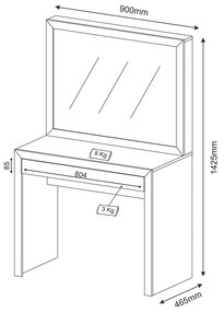 Penteadeira para Quarto Decorativa PE2000 MPD Branco G69 - Gran Belo