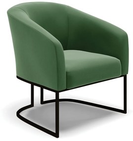 Poltrona Decorativa Base Industrial Preto Stella Suede Verde D03 - D'Rossi