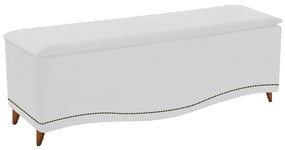 Calçadeira Estofada Yasmim 90 cm Solteiro Corano Branco - ADJ Decor