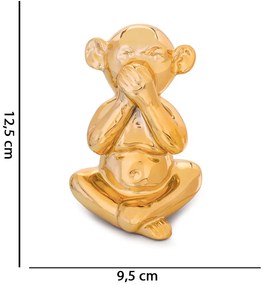 Enfeite Decorativo Macaco Não Falo Cerâmica Dourado 12,5 cm M02 - D'Rossi