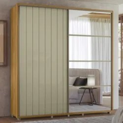 Guarda Roupa Casal 230cm Com Espelho Verbena Opala/Cumaru Z10 - Mpozen