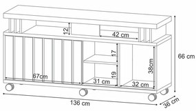 Rack para Sala Bancada de TV 70 Pol 180cm Sora 1.3 H01 - D'Rossi - Off White e Castanho