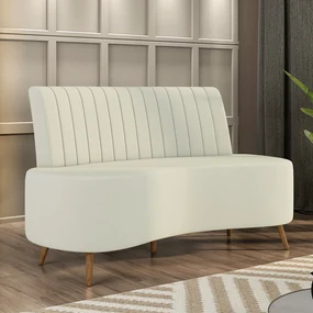 Sofá Living Decorativo 2 Lugares 1,60M Katara Bege Claro Veludo G33 - Gran Belo