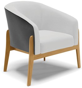 Poltrona Decorativa Base de Madeira Stella Preto/Linho Cinza D03 - D'Rossi
