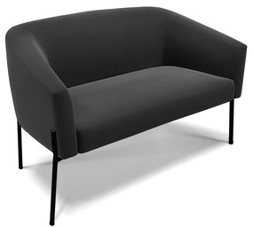 Sofá 2 Lugares Namoradeira Pé de Ferro Preto Stella Suede D03 - D'Rossi - Preto