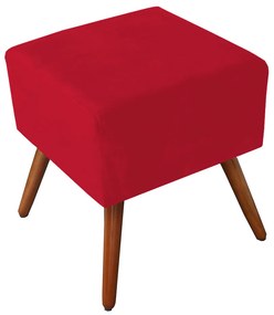 Puff Decorativo Quadrado Malu com Pés Palito Suede Vermelho