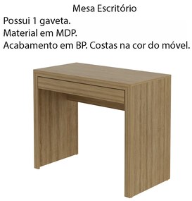 Mesa para Escritório Home Office ME4107 MDP Amendoa G69 - Gran Belo