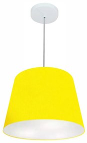 Lustre Pendente Cone Vivare Md-4155 Cúpula em Tecido 30/40x30cm - Bivolt - Amarelo - 110V/220V