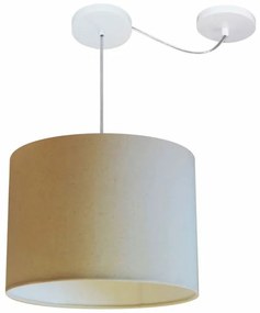 Lustre Pendente Cilíndrico Com Desvio de Centro Vivare Md-4227 Cúpula em Tecido 40x30cm - Bivolt