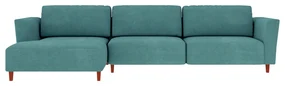 Sofá 330cm com Chaise Esquerda Franz Suede Turquesa G52 - Gran Belo
