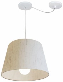 Lustre Pendente Cone Com Desvio Md-4274 Cúpula 30/30x40cm Linho Bege - Bivolt