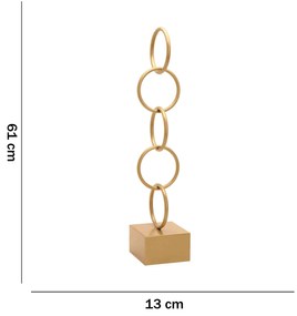 Escultura Decorativa em Metal Círculos Dourada 61x13 cm - D'Rossi