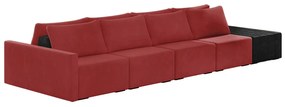 Sofá Ilha 4 Lugares Living 432cm Modulado Sala Lary Veludo/PU Pto K01 - D'Rossi - Vermelho