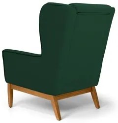 Poltrona Decorativa Base Manu Madeira Milena Veludo C-303 Verde Musgo