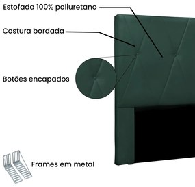 Cabeceira Cama Box Casal 140 cm Aquilla Veludo S04 - D'Rossi - Verde
