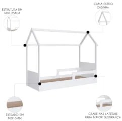 Cama Infantil Montessoriana Casinha Infix C06 Branco - Mpozenato