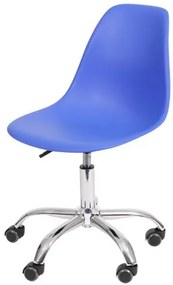 Cadeira Eames com Rodizio Polipropileno Azul Escuro - 40792 Sun House