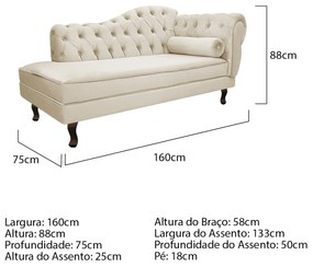 Kit Diva Recamier Diana 160cm Lado Esquerdo e 02 Poltronas Classic Suede - ADJ Decor