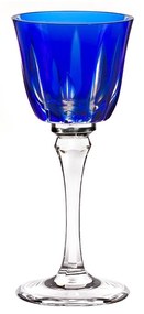 Taça de Cristal Lapidado Artesanal para Licor - Azul  Azul Escuro