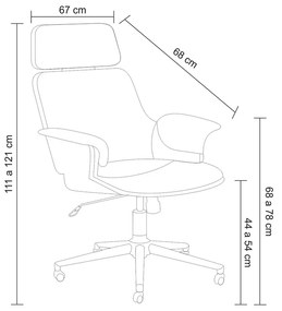 Kit 6 Cadeira de Escritório Home Office Decorativas Casemiro PU c/Regulagem de Altura Base Giratória Marrom G56 - Gran Belo