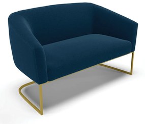 Sofá Namoradeira 2 Lugares Industrial Dourado Stella Bouclê Azul D03 - D'Rossi